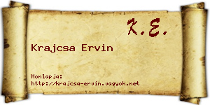 Krajcsa Ervin névjegykártya